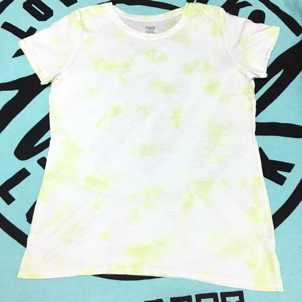 VS PINK TIE DYE PERFECT CREW TEE L